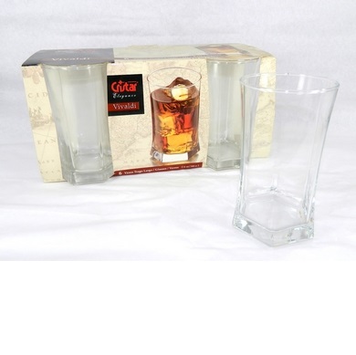 Juego 6 Vasos 325 Ml De Vidrio Cristar Linea Vivaldi Loymil SA